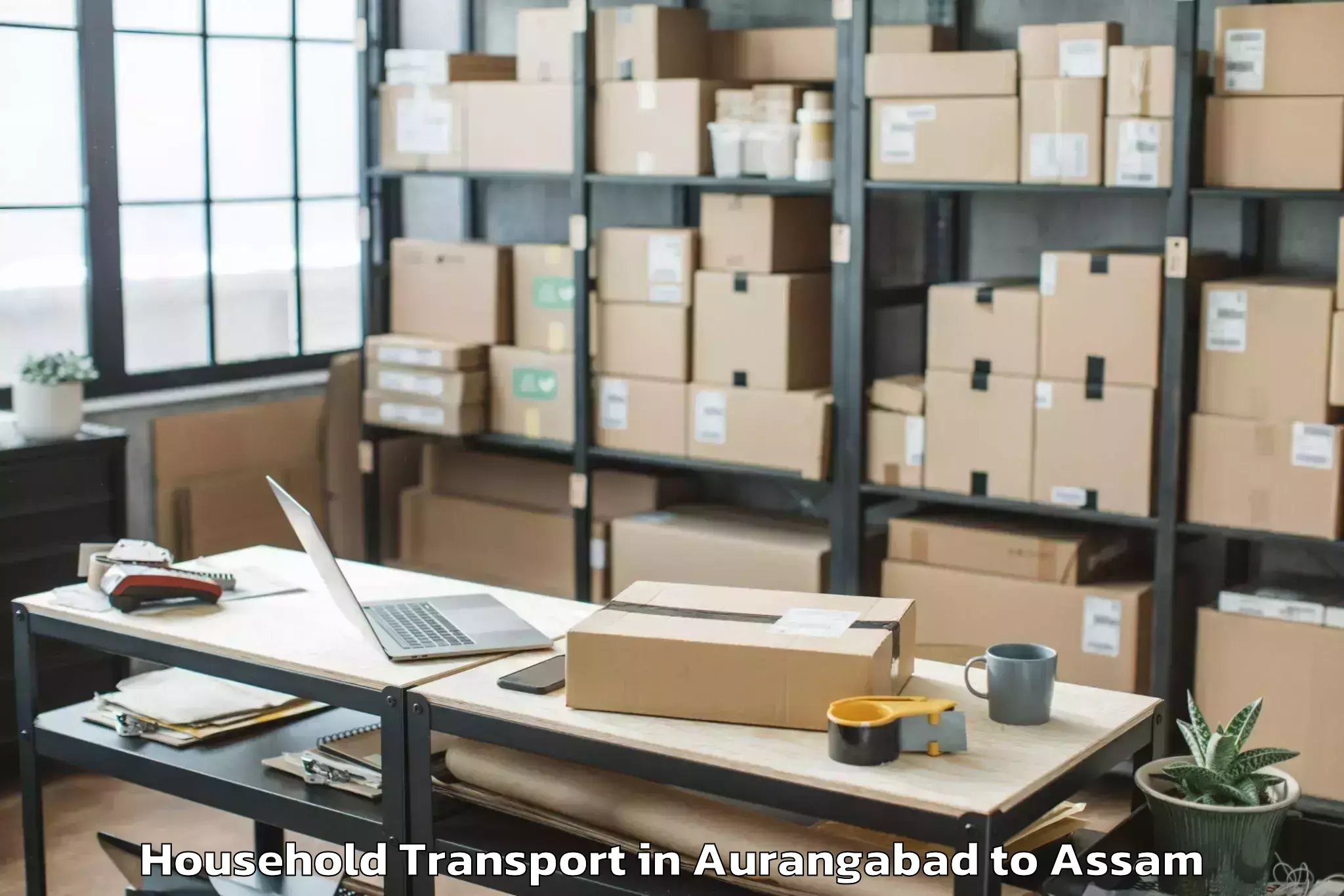 Easy Aurangabad to Marigaon Household Transport Booking